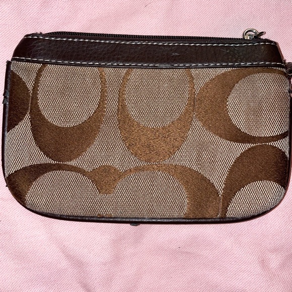 Coach Brown/Tan Small Fabric Wristlet - Picture 5 of 8